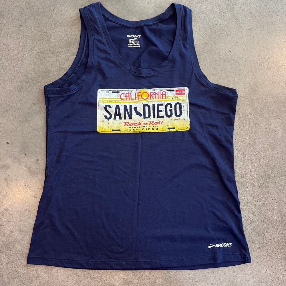 Brooks San Diego Rock N Roll Marathon Running tank Navy blue womens medium NEW